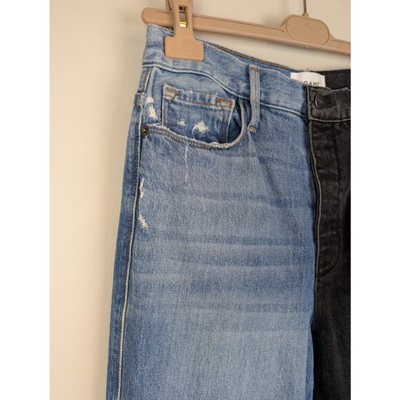 FRAME Le Sylvie Slender Straight Jeans Playtha Two Tone 28 - Picture 5 of 12